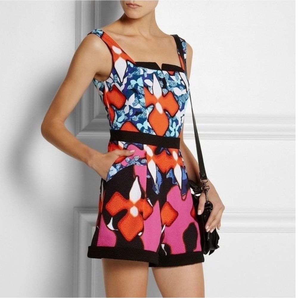 PETER PILOTTO‎ Women's Size 4 Colorful Floral Print Sleeveless Romper Pockets
